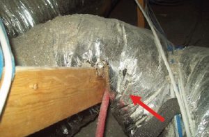 Attic insulation in HVAC inspection
